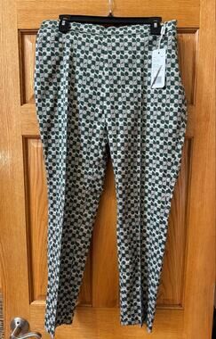 Akris Franca Slim Tapered Trousers NWT - Green Multi Size 10